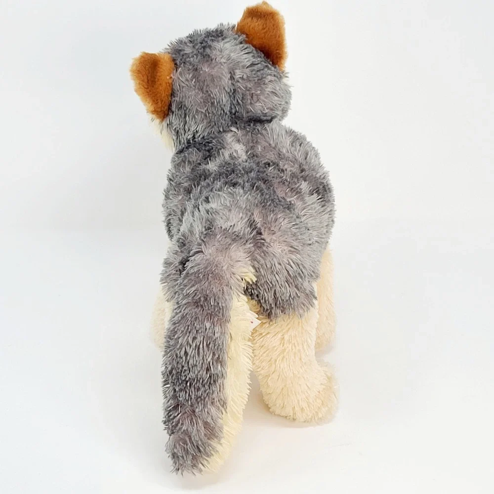 Aurora Wolf Pup 10in Plush Stuffed Animal Toy Gray Tan Stand Sit 2015 Handmade